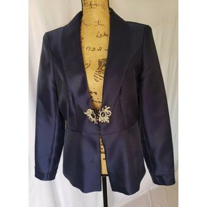 TALLY TAYLOR JACKET IRIDESCENT NAVY SZ 8 W/ RHINES